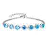 100% 925 Sterling Silver Woman Multicolor 7 pcs Topaz Tanzanite Amethyst Bracelet double Layer Created Emerald Bracelet