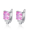 19.6 ct/2pcs Real 925 Sterling Silver Pink Topaz Ear Cuff Clip On Earrings Jewelry Piercing Earrings for Women