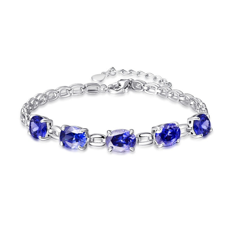 7.01g Charm Bracelet for Women Luxury 5pcs Tanzanite Brand Bracelets & Bangles Plusera Wholesale Dropshipping
