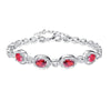 925 Sterling Silver Jewelry Charm Bracelet Oval Cut Red Garnet bracelets bangles Christmas Gift For Women Free Gift Box