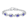 Chain Link Bracelet 5MM*7MM Created Tanzanite 925 Sterling Silver Bracelets Heart Bracelet for Women