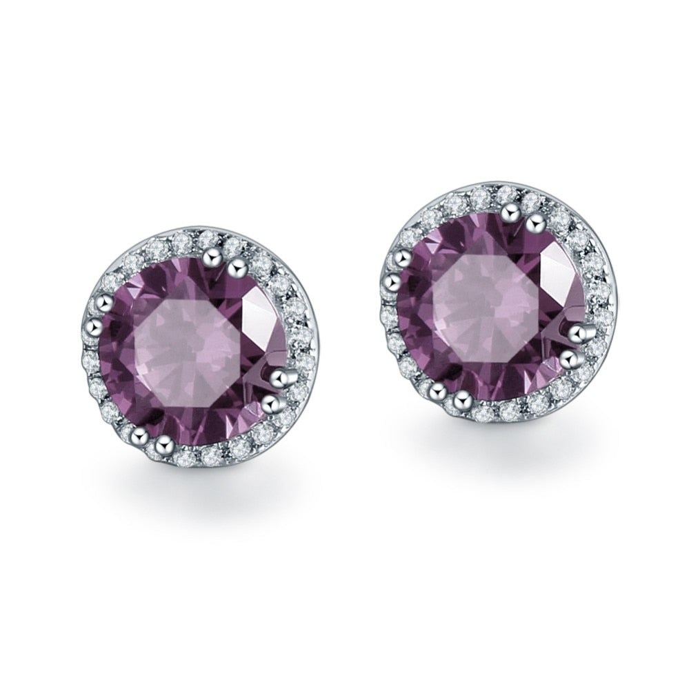 Charm Silver Earrings Solid 925 Sterling Silver Earring Spessartine Garnet Real Pure Engagement Wedding Stud Earrings