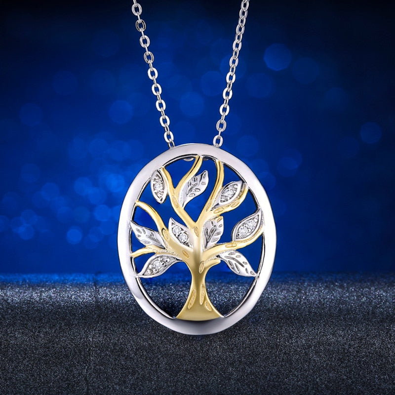 Classic 100% Real 925 Sterling Silver Jewelry Family Tree of Life Pendant Necklace For Women Fine Jewelry Gift With Box