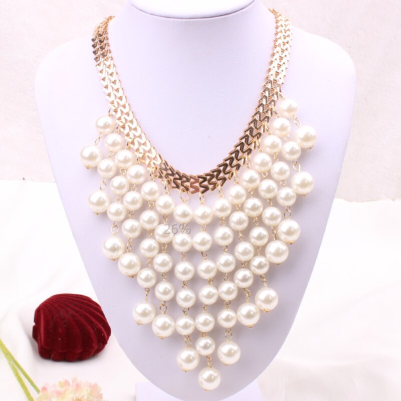 BONLAVIE Exaggerated Pearl Necklace Fake Collar Short Necklace  Jewelry