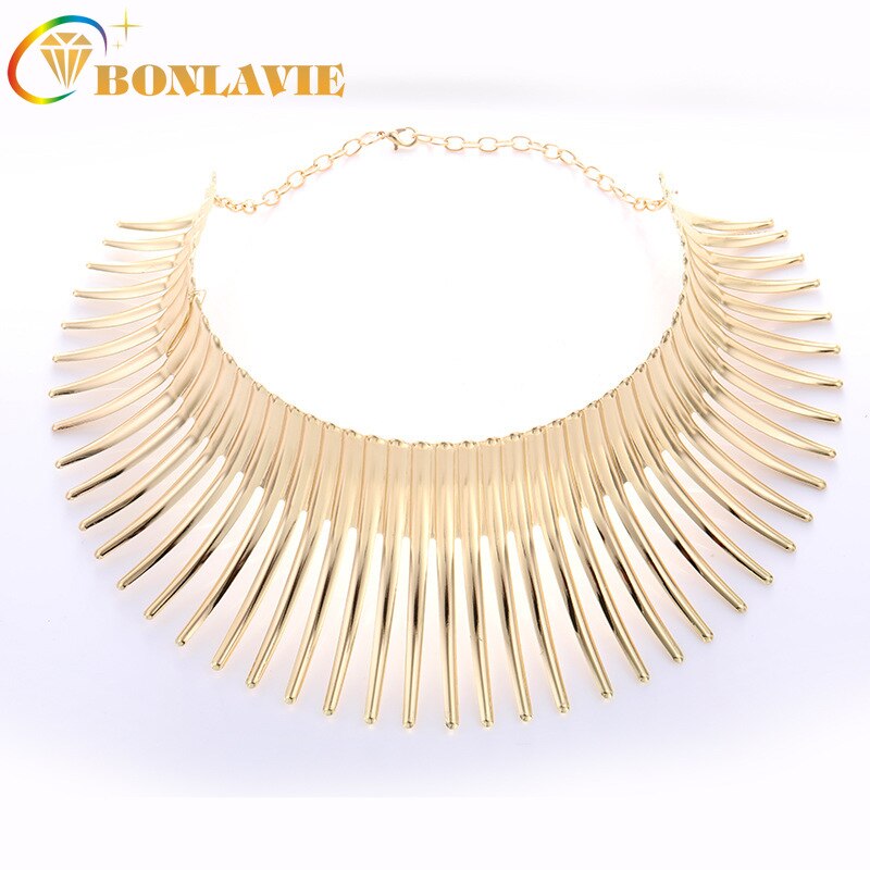 BONLAVIE Exaggeration Ornament Jewelry Metal Textured Neck Women's Versitile Decorative Collar Necklace Accessories
