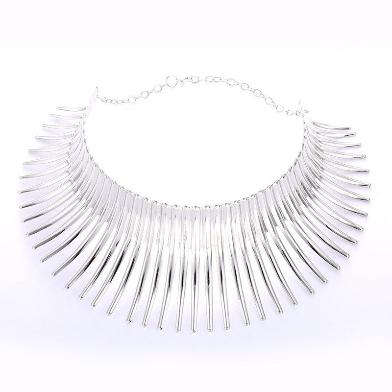 BONLAVIE Exaggeration Ornament Jewelry Metal Textured Neck Women's Versitile Decorative Collar Necklace Accessories