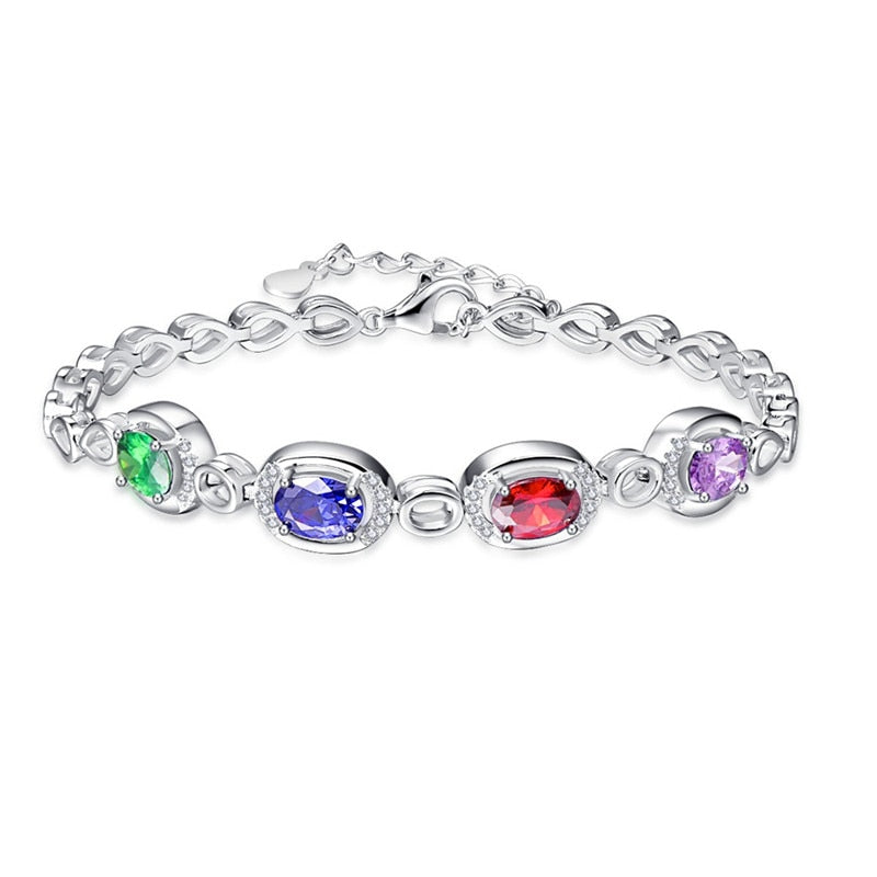 Heart Charm Bracelets For Women 925 Sterling Silver Bracelet Multi-color Gem Chain Bracelets & Bangles Original Pulsera
