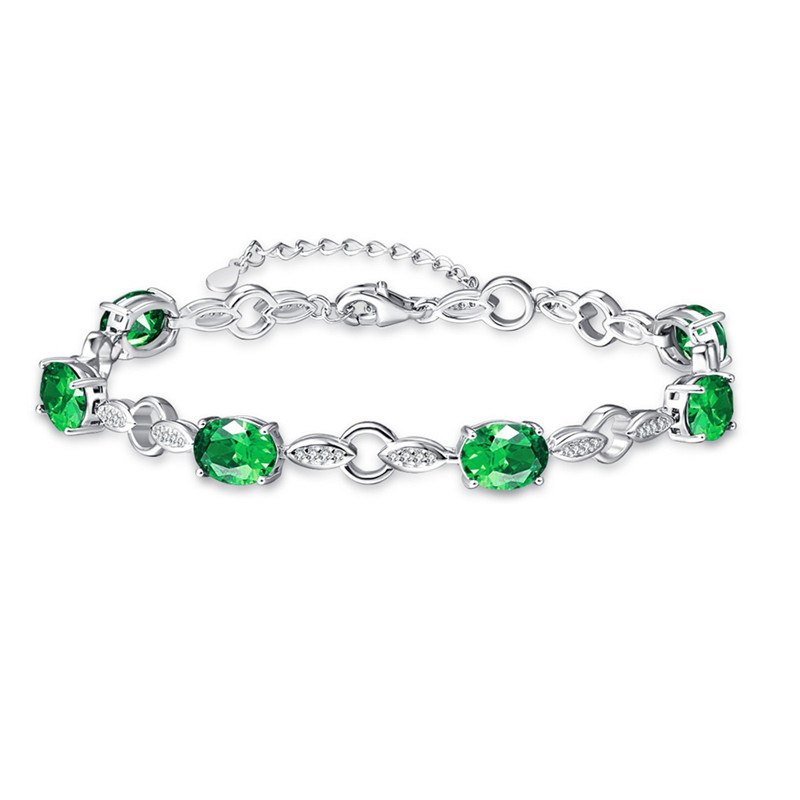 Natural 6 pieces Colorful Stone Charm 100% 925 Silver Bracelets & Bangles Oval Cut Wedding Bridal Bracelets For Woman