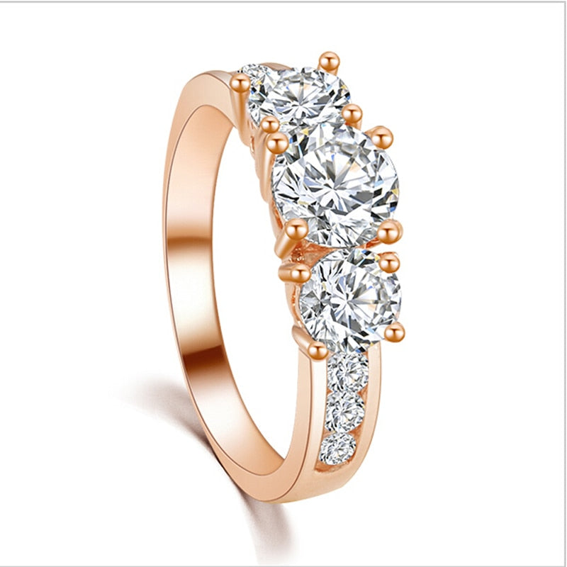 New Fashion Luxury High Quality Rose Gold Color/Silver Plated Cubic Zirconia Ring Engagement Jewelry for Women