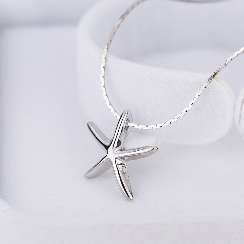 New Fashion Simple Style Exquisite Cute Women Silver Plated Ocean Sea Life Jewelry Starfish Pendant Necklace