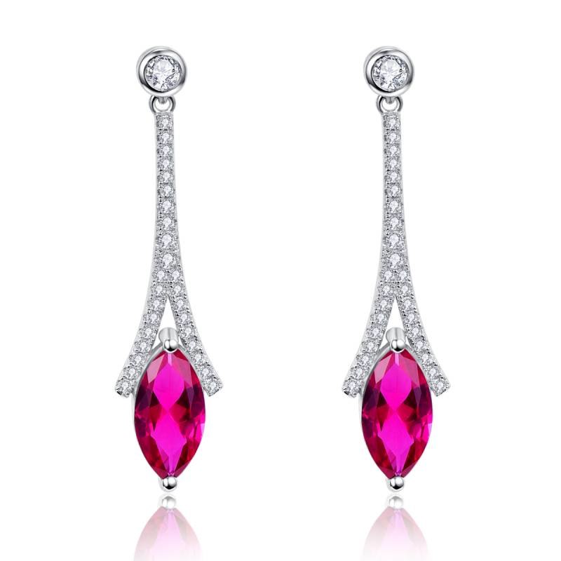 Noblest Red Ruby 925 Sterling Silver Jewelry Drop Dangle Long Earrings Fashion Jewelry Brincos For Women Quality Gift