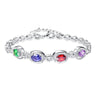 Original Pulsera Multi-color 4 pcs Gem Chain 100% 925 Sterling silver Bracelets & Bangles Garnet Wedding Jewelry Gift