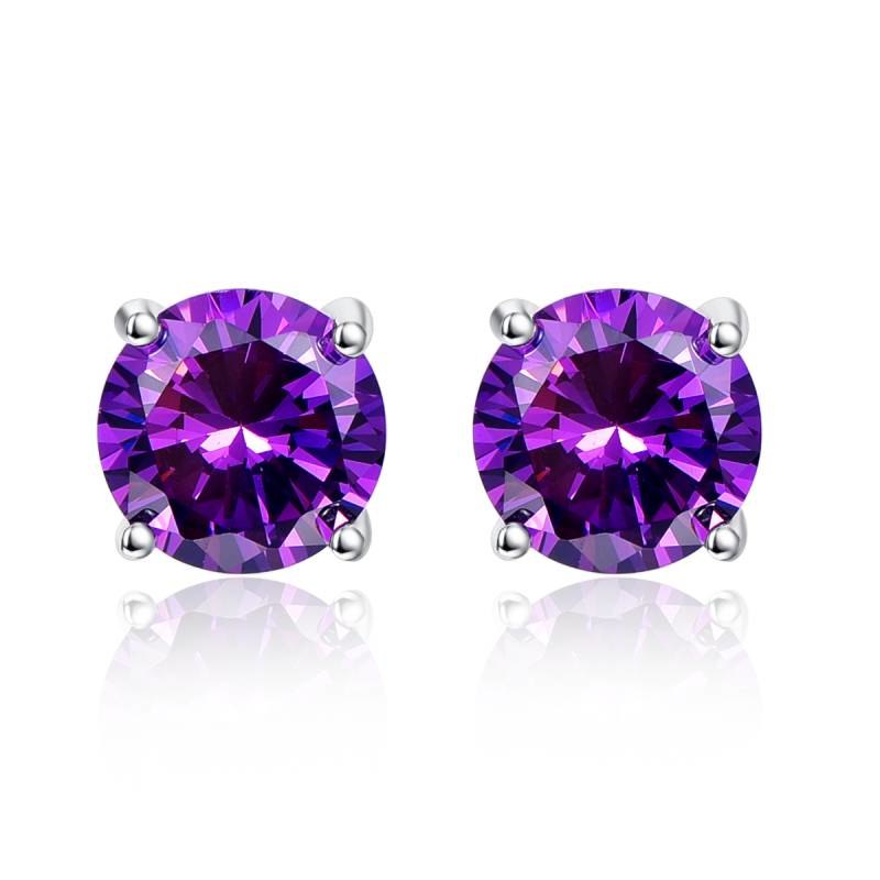 Oval 6.5ct Natural Purple Amethyst Birthstone Stud Earring Pure 925 Sterling Silver Jewelry Party Classic Stud Earrings