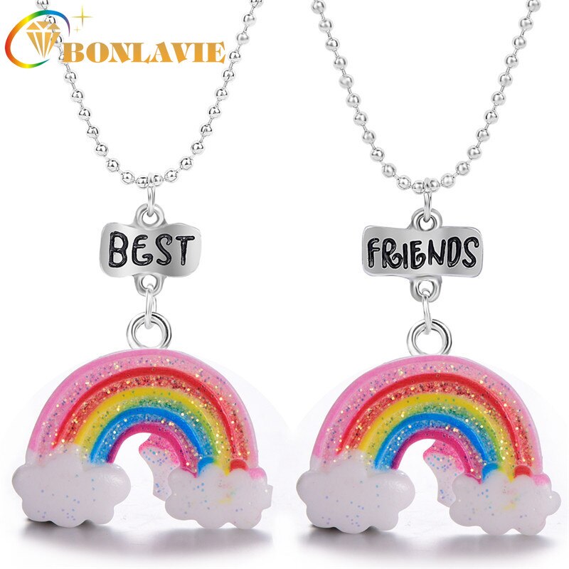 BONLAVIE Popular Friends Children's Jewelry Resin Stereo Seven-color Rainbow Necklace Pendant