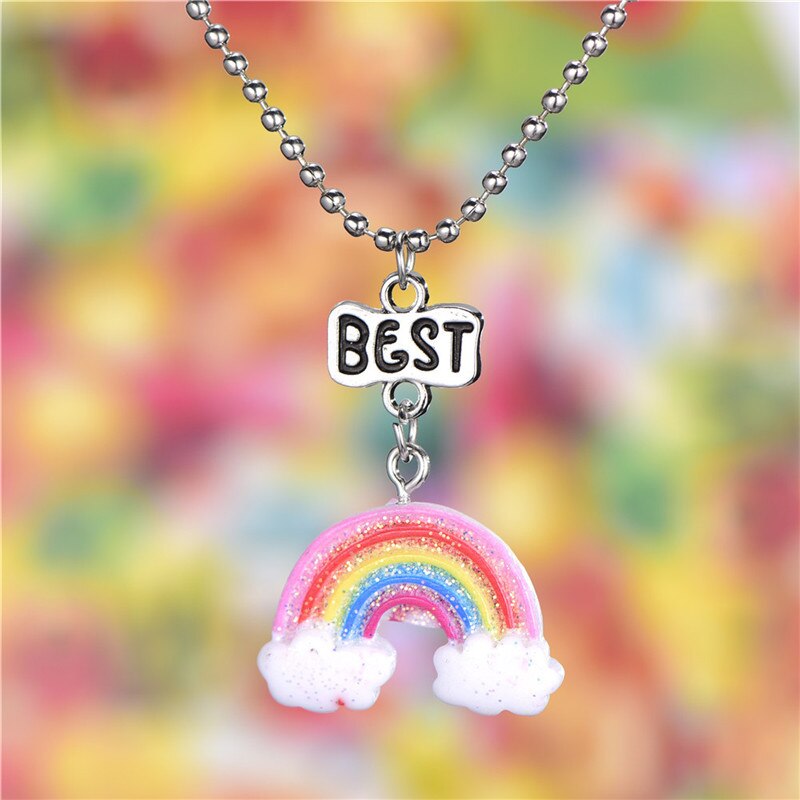 BONLAVIE Popular Friends Children's Jewelry Resin Stereo Seven-color Rainbow Necklace Pendant