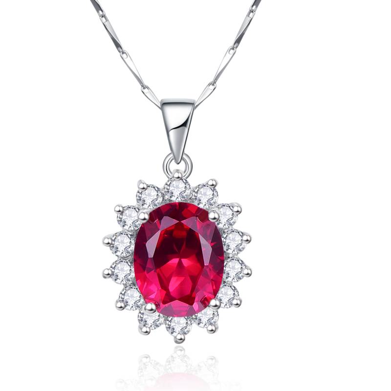 Princess Diana 5.3ct Natural Ruby Gemstone Pendant Necklace Genuine 925 Sterling Silver Fine Jewelry for Women With Box