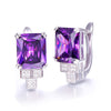 Purple Piercing Earrings Clip Design Women Amethyst Stone Ear Studs 100% Silver 925 Bridal Wedding Party Fine Jewelry