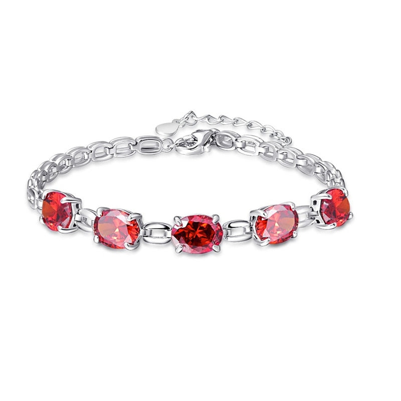 Red Garnet s925 Bracelets For Women Original Personality Girl Prevent Allergy Sterling-silver-jewelry Fine Jewelry