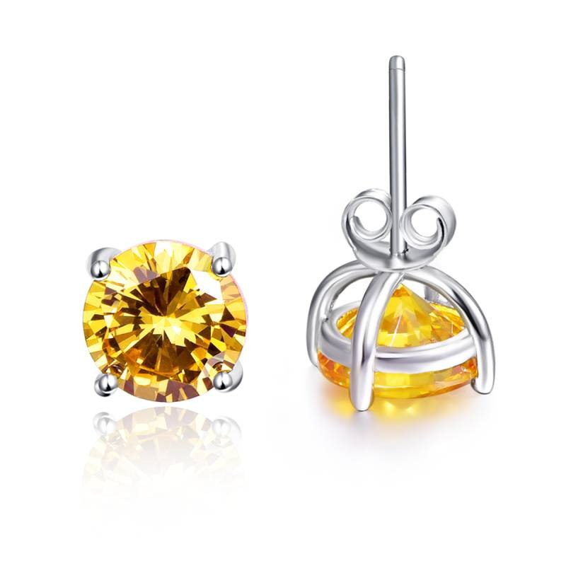 Round 6.6ct Wonderful Natural Citrine 925 Sterling Silver Jewelry Stud Earrings For Women Wedding Engagement Jewelry