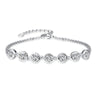 Solid 925 Sterling Silver Link Bracelet for women Round Gemstone Fine Jewelry 7.99inch bracelets bangles with box