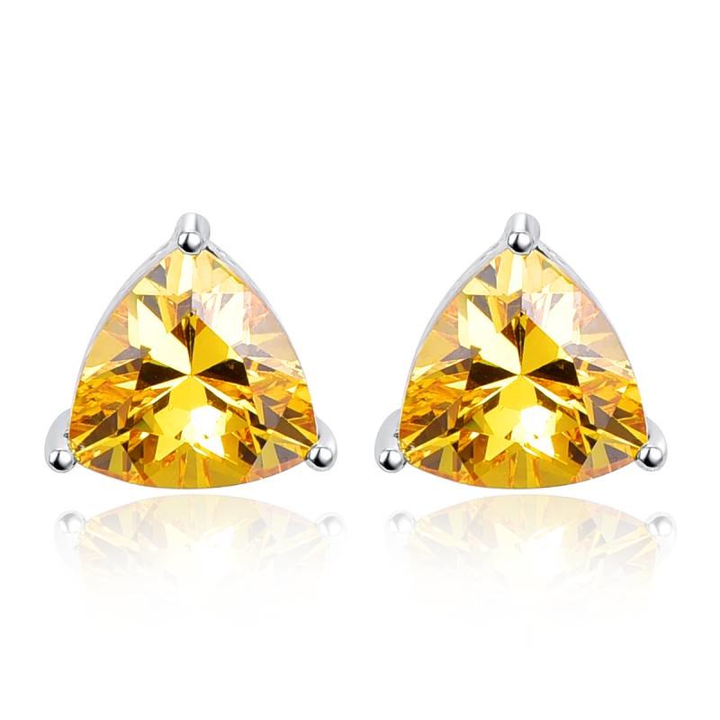 Triangle Earrings 6.2ct Genuine Yellow Citrine Stud Earring For Women 925 Sterling Silver Fashion Charm Fine Jewelry