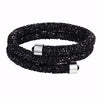 New Design All Crystal Double Circle Charm Female love silver Bracelet Women Party Wedding Jewelry Bracelets & Bangles