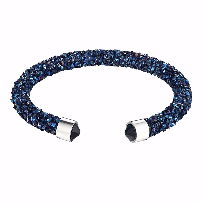 New Design All Crystal Double Circle Charm Female love silver Bracelet Women Party Wedding Jewelry Bracelets & Bangles