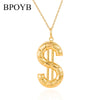 BPOYB Charms Italy Au750 Pure Gold Color Jewelry  Statement Necklace Dollar Punk Pendant For Women Chain Neck Men's Rap