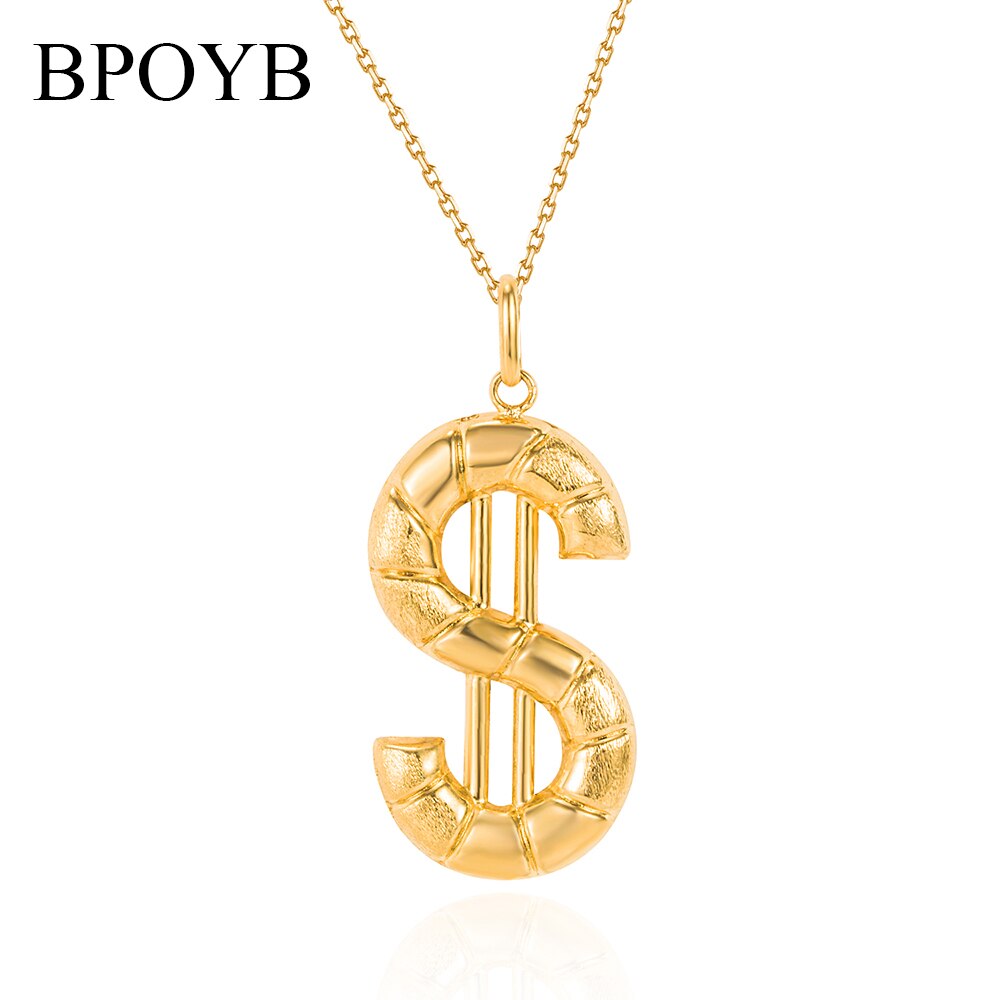 BPOYB Charms Italy Au750 Pure Gold Color Jewelry  Statement Necklace Dollar Punk Pendant For Women Chain Neck Men's Rap