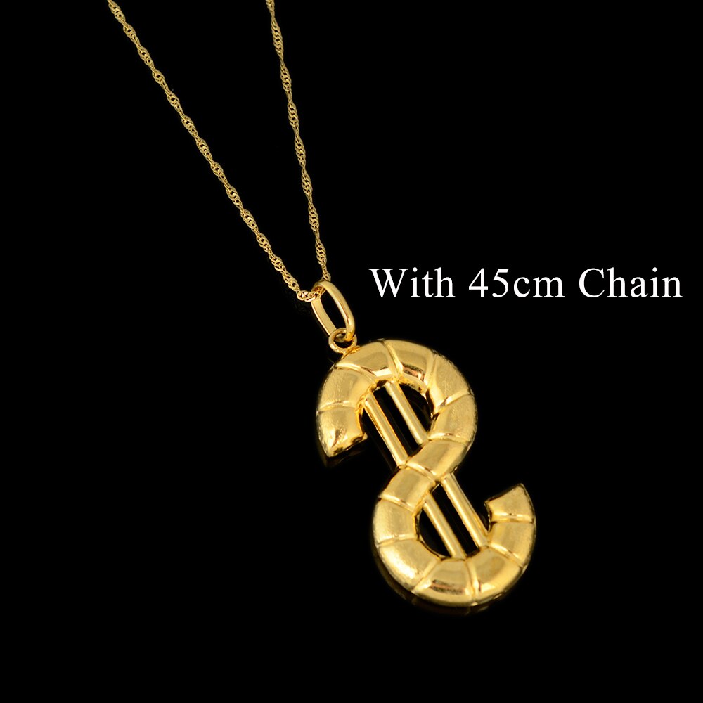 BPOYB Charms Italy Au750 Pure Gold Color Jewelry  Statement Necklace Dollar Punk Pendant For Women Chain Neck Men's Rap