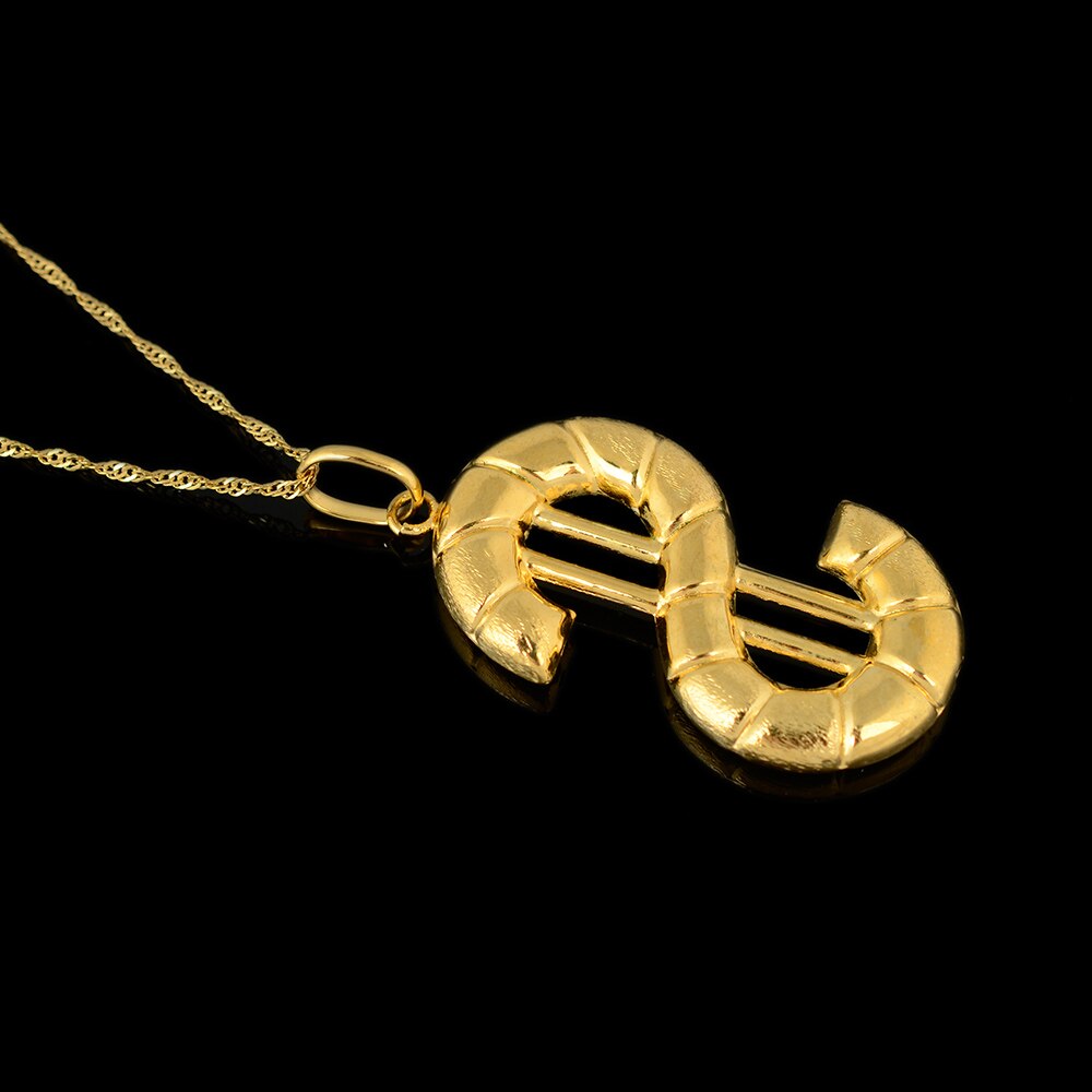 BPOYB Charms Italy Au750 Pure Gold Color Jewelry  Statement Necklace Dollar Punk Pendant For Women Chain Neck Men's Rap