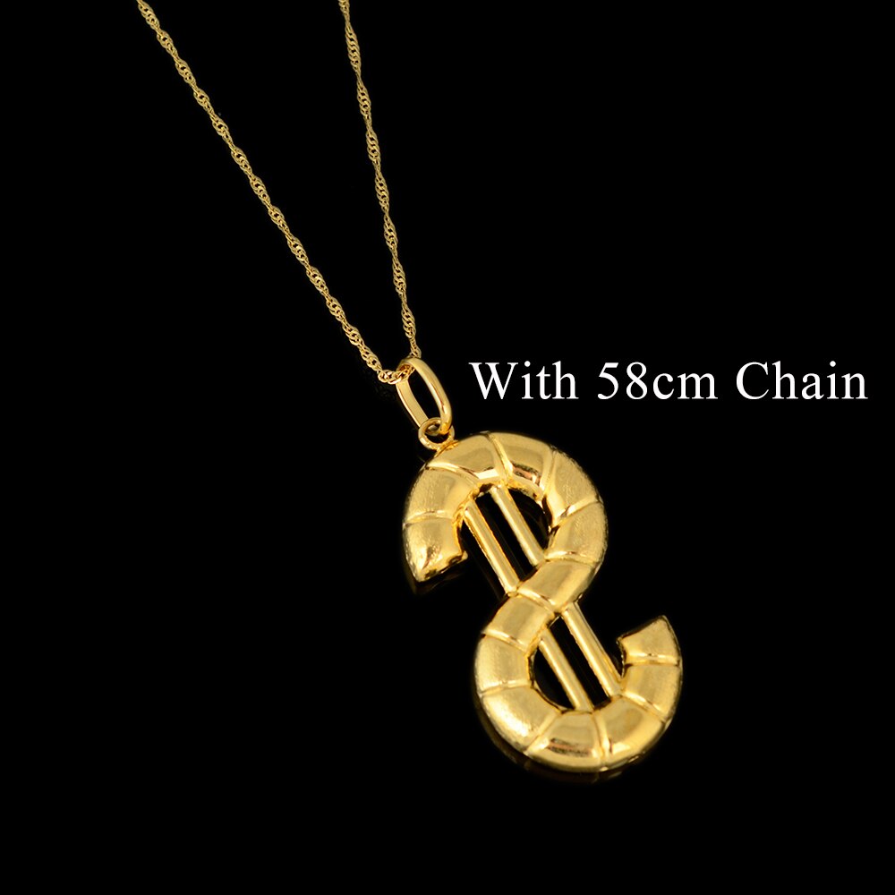 BPOYB Charms Italy Au750 Pure Gold Color Jewelry  Statement Necklace Dollar Punk Pendant For Women Chain Neck Men's Rap