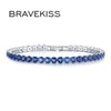 BRAVEKISS Box Chain Tennis Braclets for Mens Hip Pop Jewelry Women Blue Zirconia Wedding Accessories Femme Girls Gifts BUB0097C