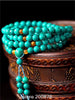 BRO536 Tibetan 108 beads 6/8mm GREEN Enhanced Turquoises Meditation Prayer Mala Necklace