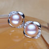 BSL Real 925 Sterling Silver Fine Jewelry Fashion Natural Pearl Stud Earrings Pink For Women Party Gift