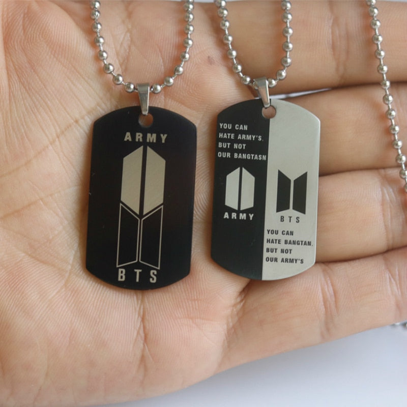 BTS-651 Stainless Steel Bangtan Boys Letter ARMY Necklace Trend 2022 Lettering Dog Tag Neutral Necklace Boy Girl Jewelry