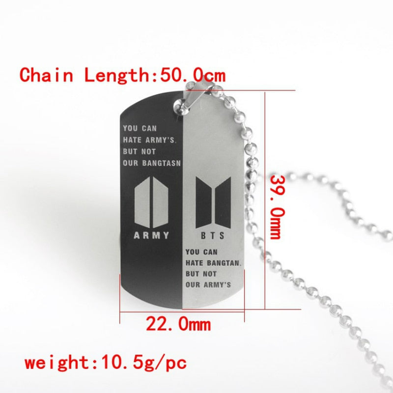 BTS-651 Stainless Steel Bangtan Boys Letter ARMY Necklace Trend 2022 Lettering Dog Tag Neutral Necklace Boy Girl Jewelry