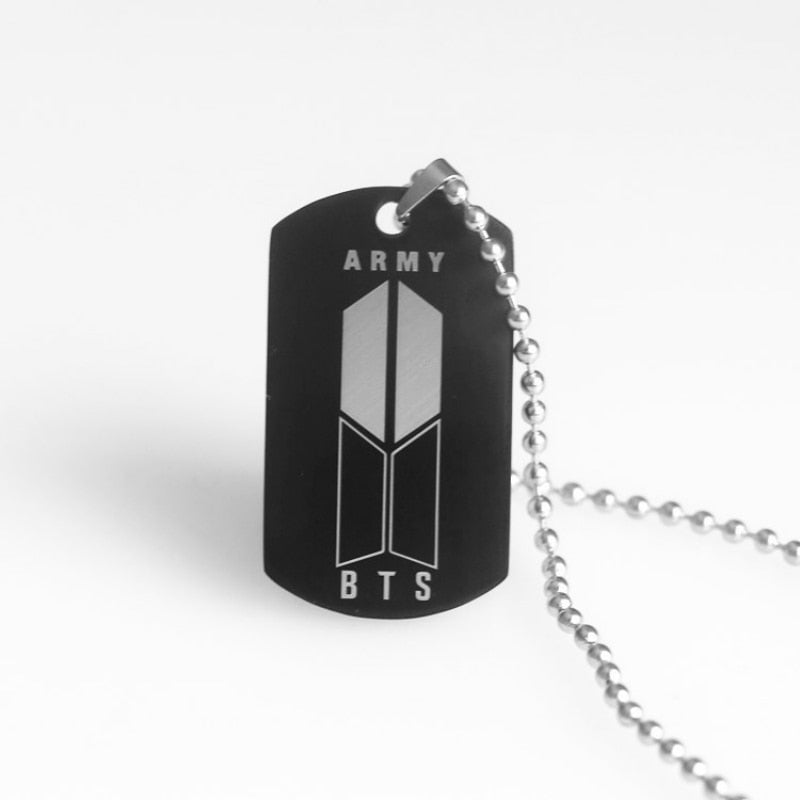 BTS-651 Stainless Steel Bangtan Boys Letter ARMY Necklace Trend 2022 Lettering Dog Tag Neutral Necklace Boy Girl Jewelry