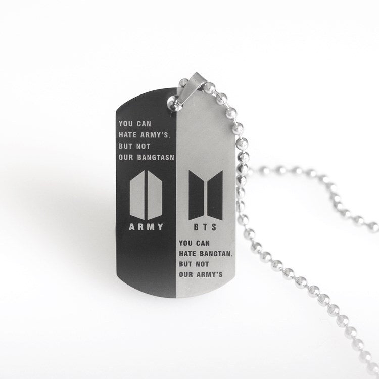 BTS-651 Stainless Steel Bangtan Boys Letter ARMY Necklace Trend 2022 Lettering Dog Tag Neutral Necklace Boy Girl Jewelry