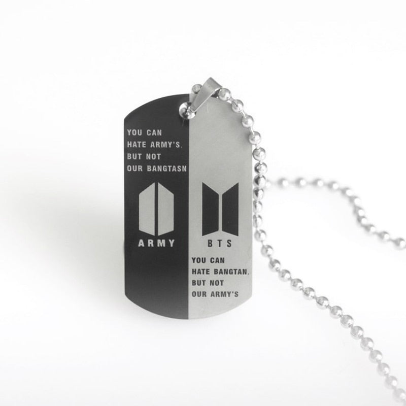 BTS-651 Stainless Steel Bangtan Boys Letter ARMY Necklace Trend 2022 Lettering Dog Tag Neutral Necklace Boy Girl Jewelry