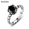 925 Sterling Silver Rings for Women Fine Jewelry Fashion Black AAA Cubic Zircon Prong Finger Ring Size 6/7/8/9