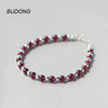 Garnet And Silver Beads Chain For Women Bracelet 16.5 cm In Length Classic Natural Stone Fine Jewelry