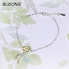 Genuine 925 Sterling Bracelet for Women Fashion Round Yellow Lemon Slice Tassel Link Chain Bracelets Fine Jewelry Gift