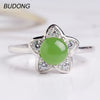 Natural Nephrite Jasper Adjustable Engagement Ring Fine Jewelry Pentagram Star Genuine 925 Sterling Silver Ring for Women