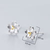 Real 925 Sterling Silver Cherry Blossom Stud Earrings For Women Vintage Flower Fine Jewelry Fashion Gift