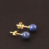 Real 925 Sterling Silver Earring for Women Fine Jewelry Round Ball Natural Blue Lapis Stone Stud Earring Girl Gift