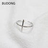 Real 925 Sterling Silver Open Ring for Women Simple Cross Design Mid Finger Ring Resizable Fine Jewelry Hot Sale LH453