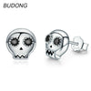 Real 925 Sterling Silver Stud Earring for Women Fine Jewelry Cute Skeleton Skull Head Design Silver Party Earing Jewel