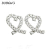 Real 925 Sterling Silver Stud Earring for Women Jewel Fashion Simple Heart Love Earring Fine Jewelry Girl Party Gift