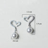 Silver Heart Drop Earrings For Women Pave Shiny AAA Zircon With White Pearls Classic Romantic Fine Jewelry